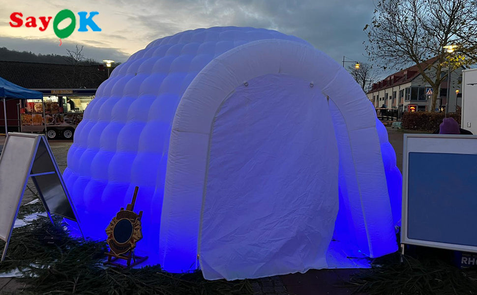 SAYOK Outdoor Portable Inflatable Igloo Dome Tent with Led Light for Party Wedding Event Camping