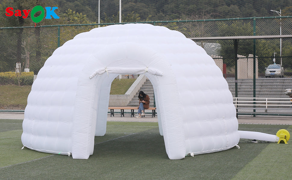 SAYOK Outdoor Portable Inflatable Igloo Dome Tent with Led Light for Party Wedding Event Camping