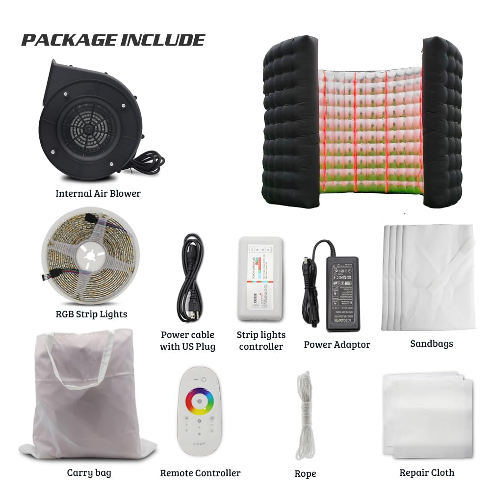 SAYOK 360 Photo Booth Backdrop, 10FT Inflatable Photo Booth Wall with Light, Photo Booth Enclosure, Photoshoot Background Silver Wall for 360 Photo Booth Machine, Wedding, Party, Event, Exhibition