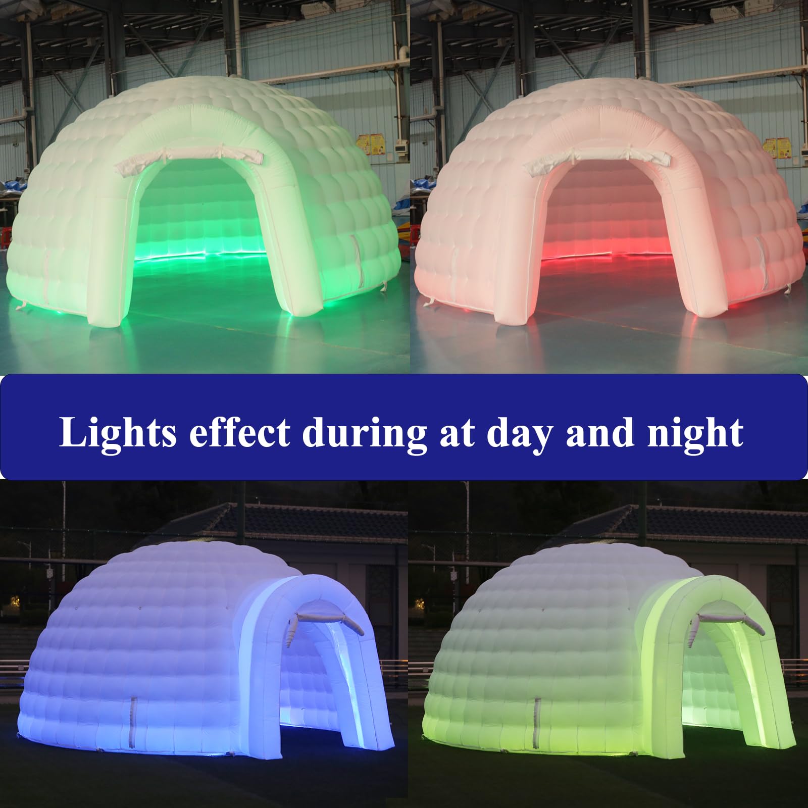 SAYOK Outdoor Portable Inflatable Igloo Dome Tent with Led Light for Party Wedding Event Camping