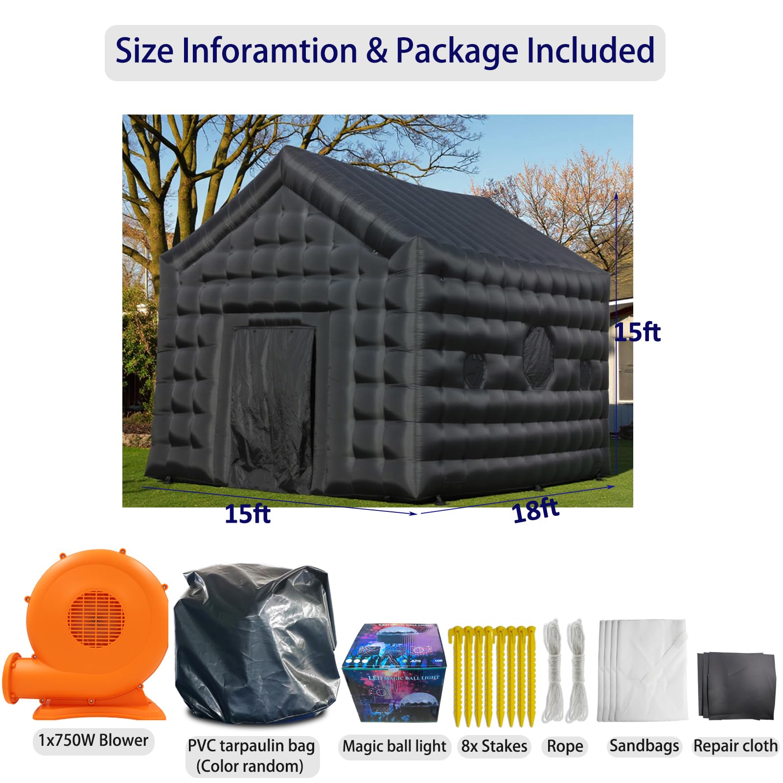 SAYOK Inflatable Nightclub, Inflatable Party Tent with Disco Ball Light, Inflatable Night Club Tent for Adults Wedding Birthday Backyard Party Business inflatable house​