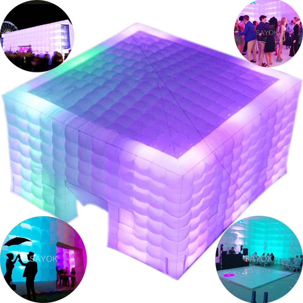 SAYOK Portable Large Inflatable Air Cube Tent Fancy Inflatable Marquee Tent House Night Club for Party Event Exhibition Wedding Business/Private Use
