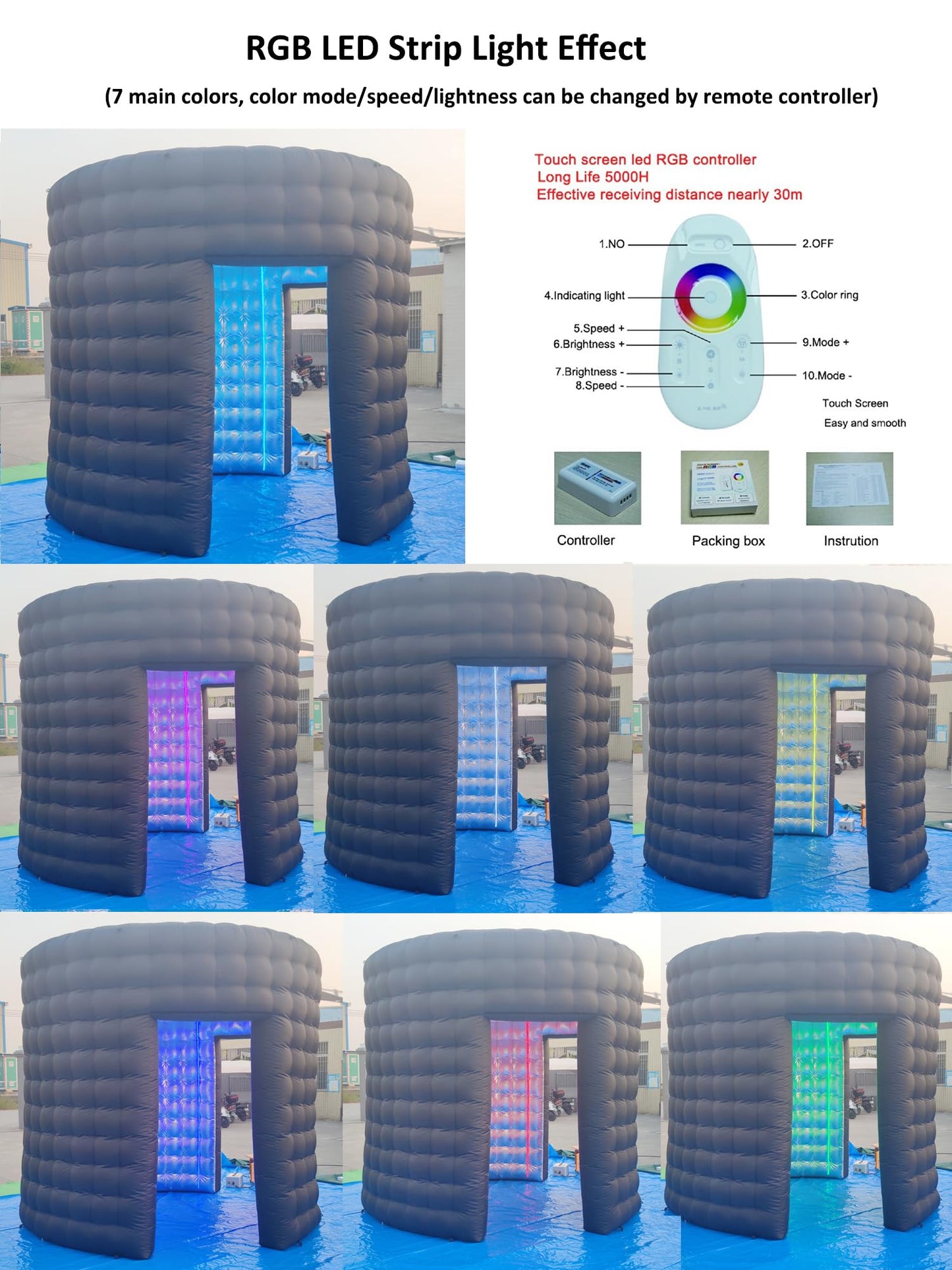 SAYOK 10ft Diameter Round Inflatable LED 360 Photo Booth Enclosure with LED Lights & Blower, 360 Photo Booth Backdrop for Wedding, Party, Birthday, Exhibition