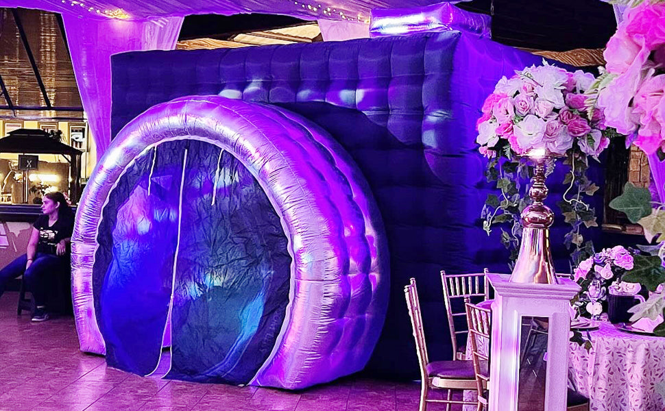 SAYOK Inflatable Party Tent Inflatable Nightclub White Inflatable Camera Photo Booth Enclosure Inflatable Cube Tent for Event, Show, Exhibition, Bars, Clubs, Tourism, Parties