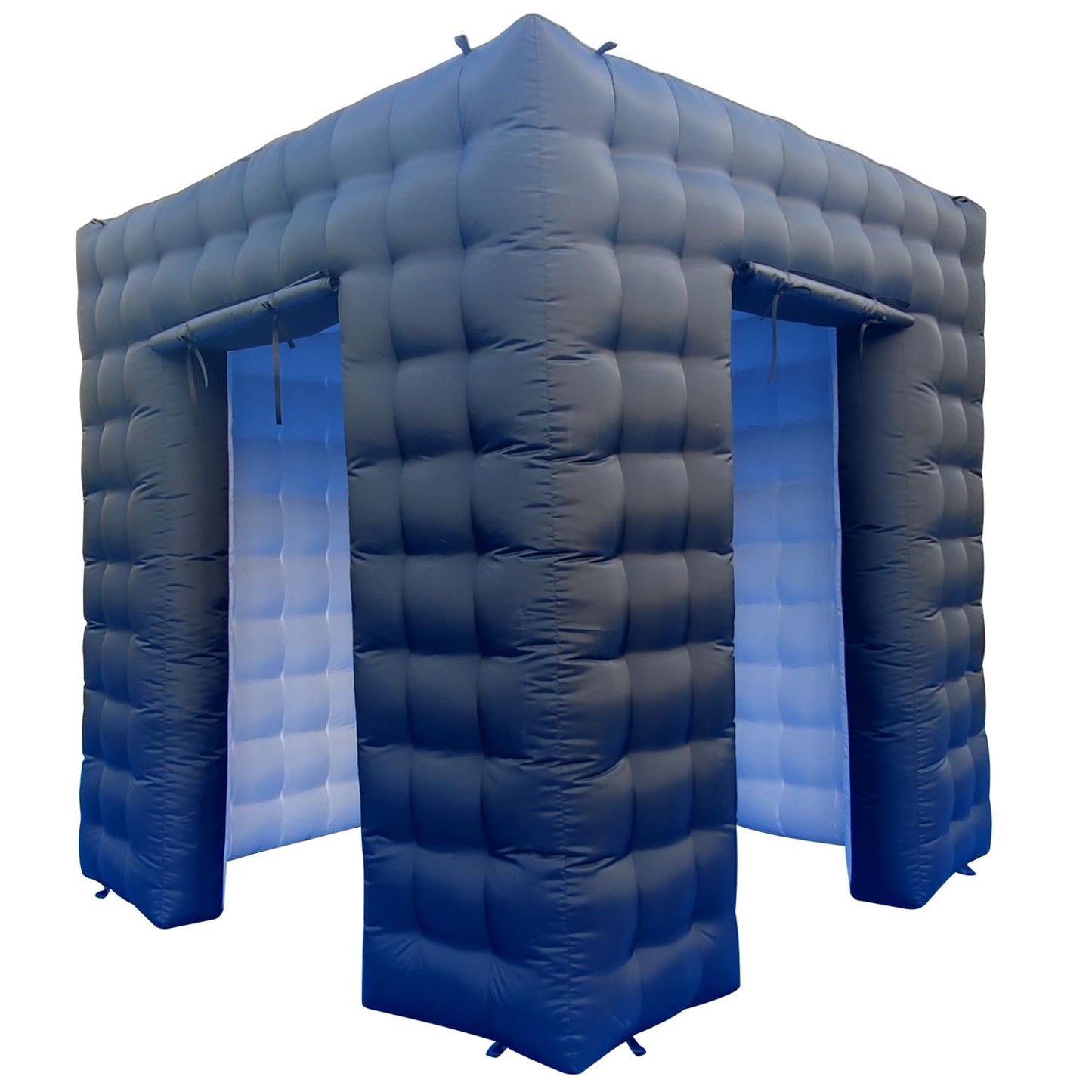 SAYOK Portable Inflatable Photo Booth Enclosure Photobooth Tent Photo Booth Backdrop Inflatable Black Cube Tent with Led Light for Advertising, Bars, Party Wedding (Two Doors, Black&White, 8.2ft)