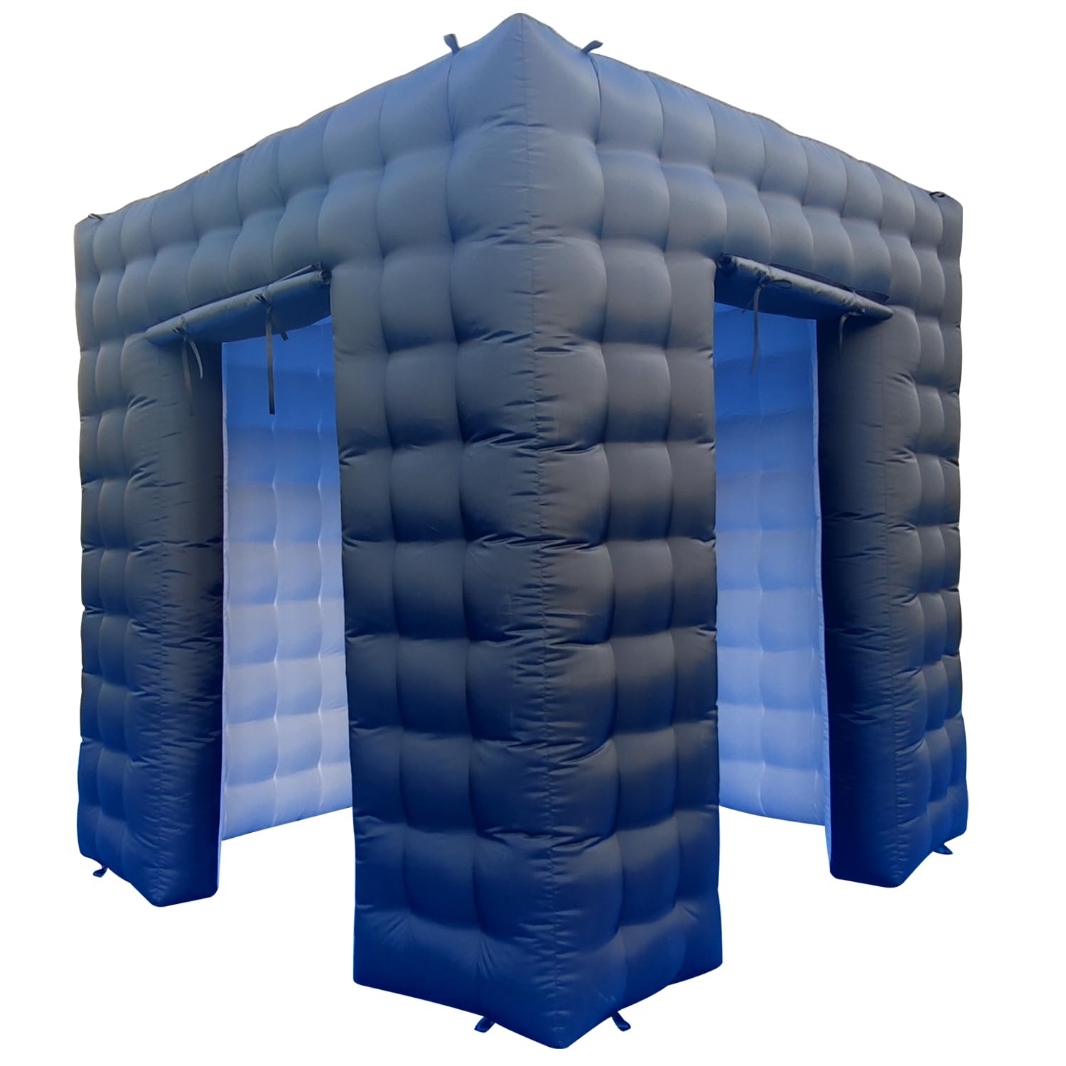 SAYOK Portable Inflatable Photo Booth Enclosure Photobooth Tent Photo Booth Backdrop Inflatable Black Cube Tent with Led Light for Advertising, Bars, Party Wedding (Two Doors, Black&White, 8.2ft)