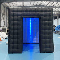 SAYOK Portable Inflatable Photo Booth Enclosure Photobooth Tent Photo Booth Backdrop Inflatable Black Cube Tent with Led Light for Advertising, Bars, Party Wedding (Two Doors, Black&White, 8.2ft)