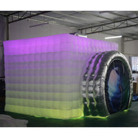 SAYOK Inflatable Party Tent Inflatable Nightclub White Inflatable Camera Photo Booth Enclosure Inflatable Cube Tent for Event, Show, Exhibition, Bars, Clubs, Tourism, Parties