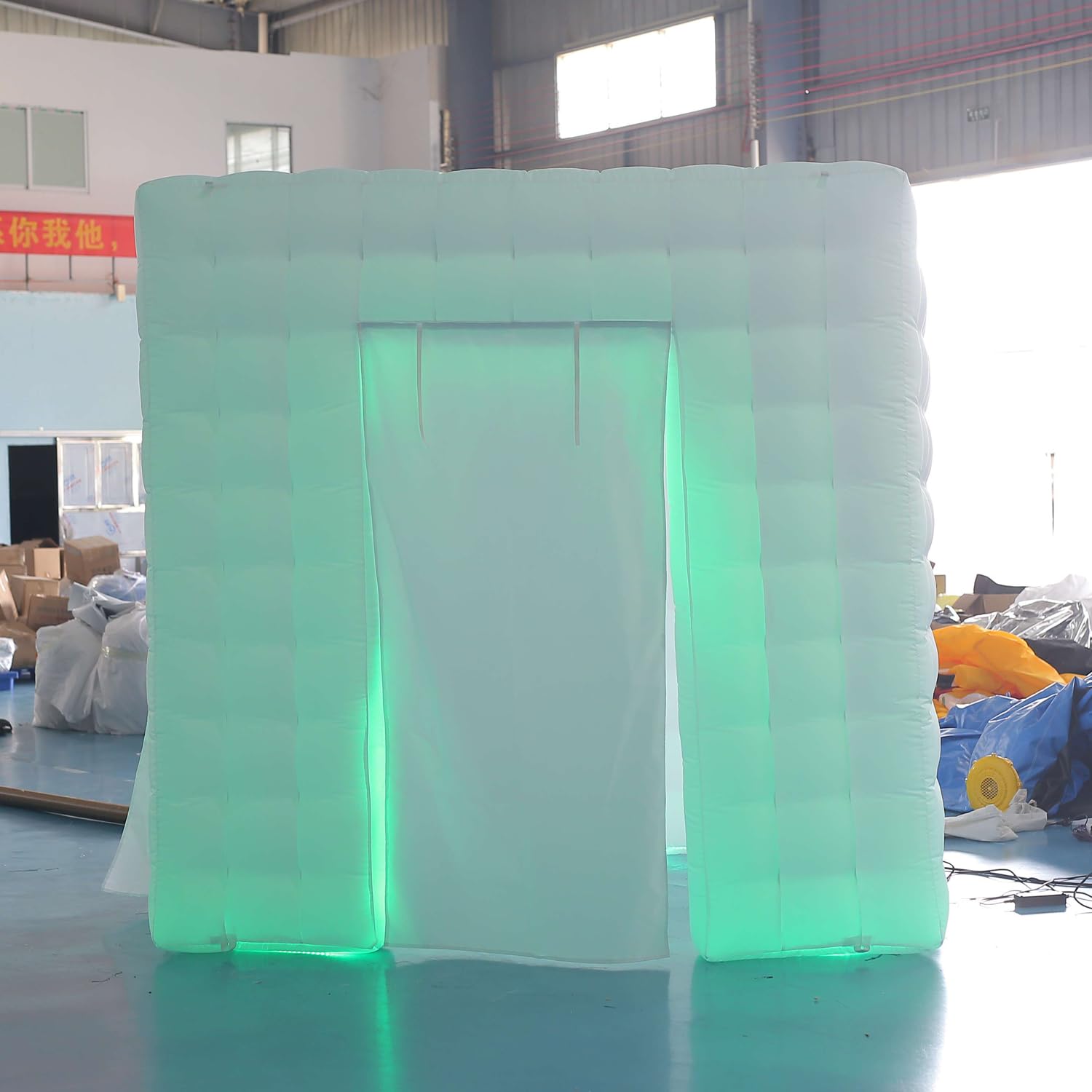 SAYOK Portable Inflatable Photo Booth Enclosure (White, Two Doors, 8.2x8.2x8.2ft), Photo Booth Tent with Air Blower and Remote Controller, Photo Booth Backdrop for Party Wedding Birthday Event