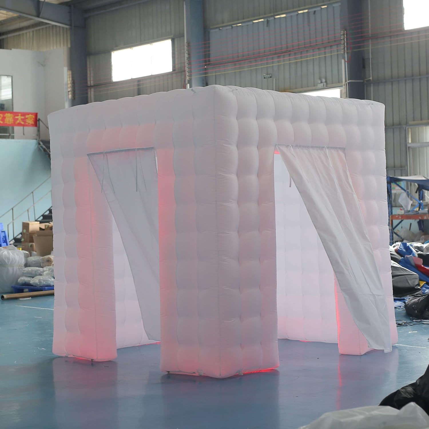 SAYOK Portable Inflatable Photo Booth Enclosure (White, Two Doors, 8.2x8.2x8.2ft), Photo Booth Tent with Air Blower and Remote Controller, Photo Booth Backdrop for Party Wedding Birthday Event